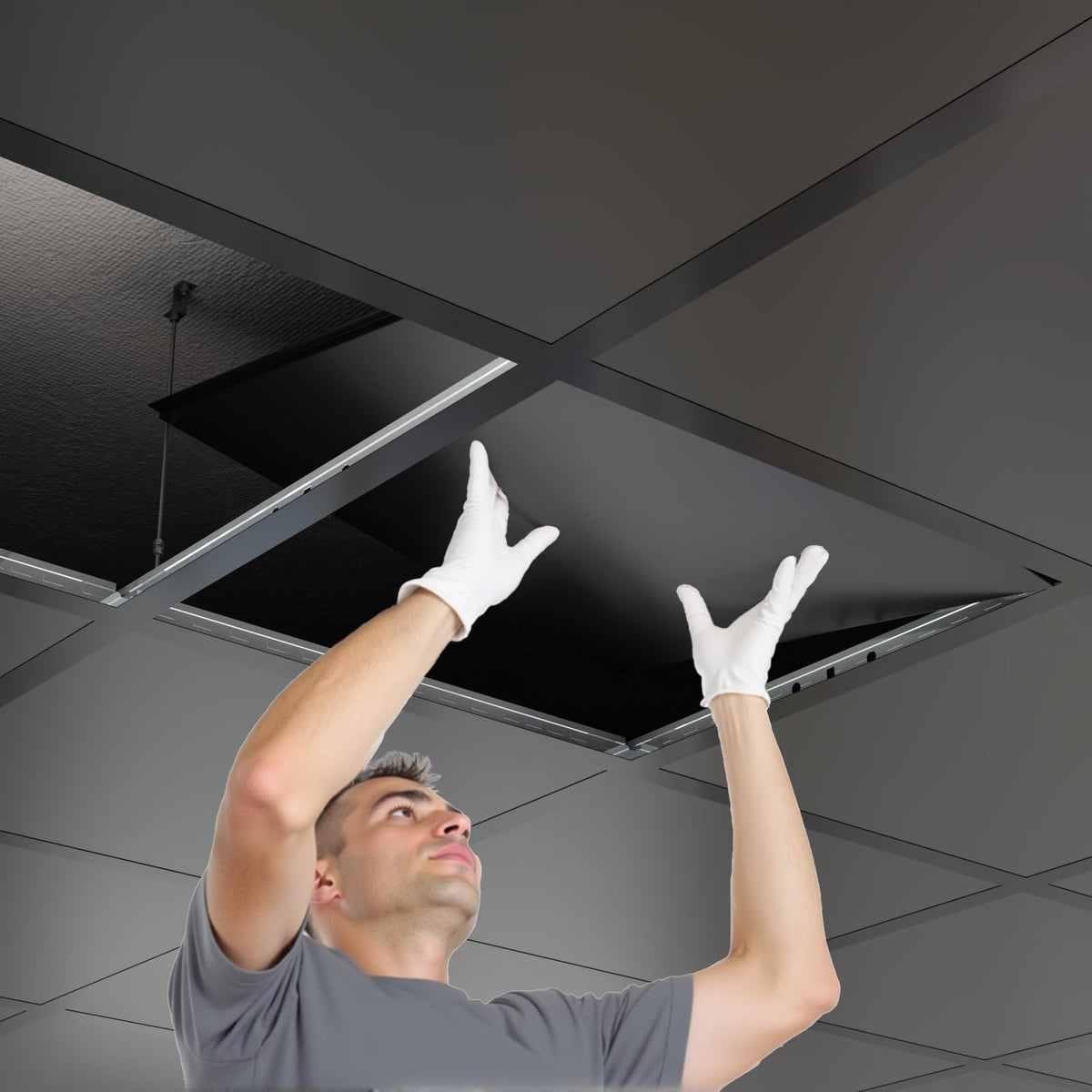 BaseNoir 6Ft Wall Molding Trim for Drop Ceiling Grid System, Black & White Options