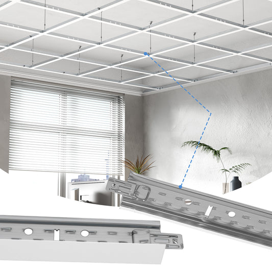 BaseNoir 6Ft Main Beam Cross Tee for Drop Ceiling Grid, Black & White Options