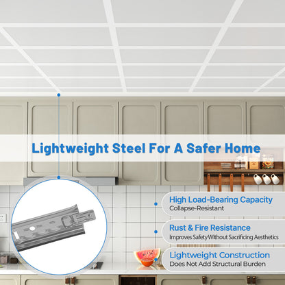 BaseNoir 6Ft Main Beam Cross Tee for Drop Ceiling Grid, Black & White Options