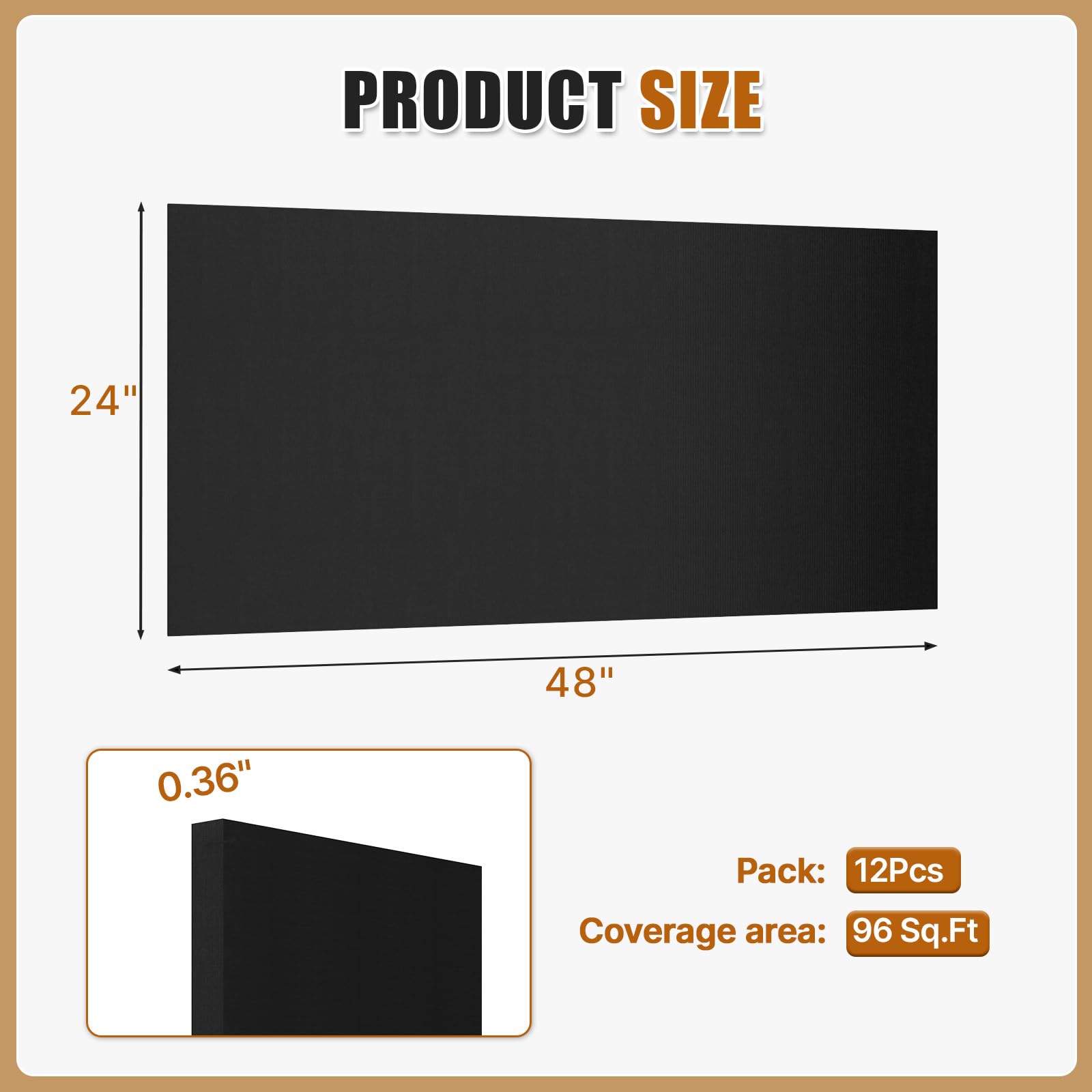 BaseNoir Black Polyester Fiber Acoustic Ceiling Tiles