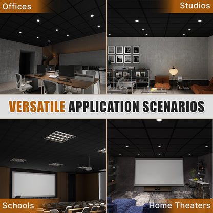 BaseNoir Black Acoustic Ceiling Tiles for Home Theater & Basement