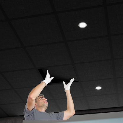 BaseNoir Black Acoustic Ceiling Tiles for Home Theater & Basement