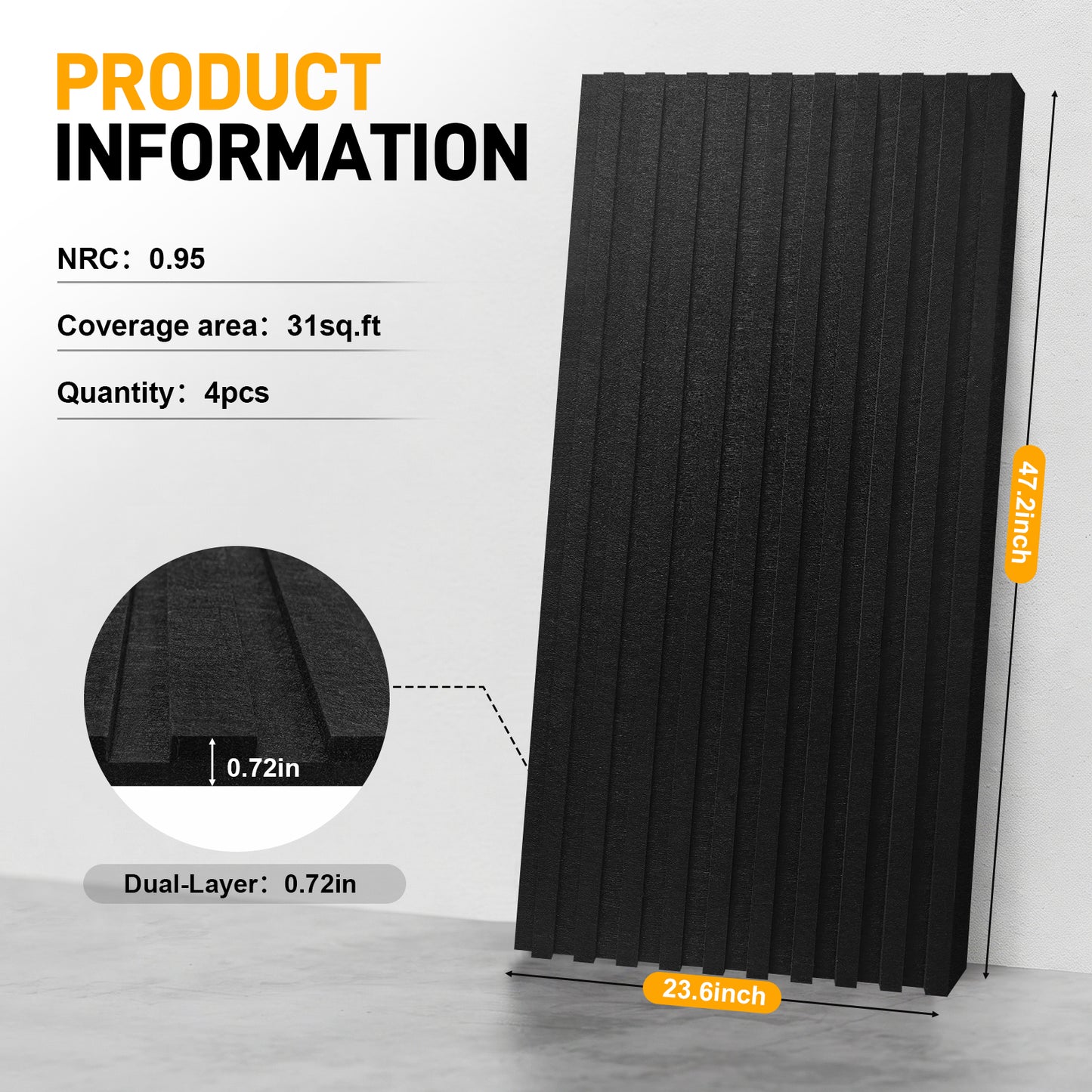BaseNoir Dual-Layer 0.72" Thickened Acoustic Wall Panels