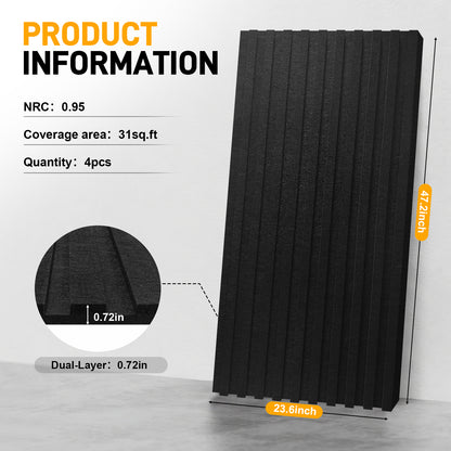BaseNoir Dual-Layer 0.72" Thickened Acoustic Wall Panels