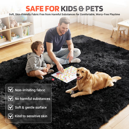 BaseNoir Shag Area Rug for Home Theater, Living Room & Bedroom