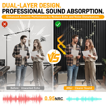 BaseNoir Dual-Layer 0.72" Thickened Acoustic Wall Panels