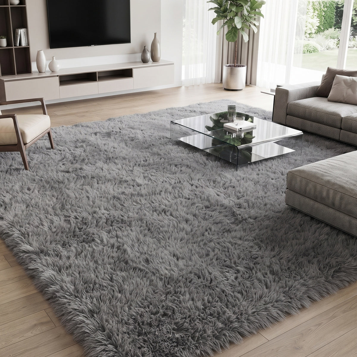 BaseNoir Shag Area Rug for Home Theater, Living Room & Bedroom