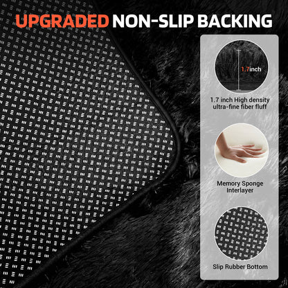 BaseNoir Shag Area Rug for Home Theater, Living Room & Bedroom