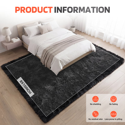 BaseNoir Shag Area Rug for Home Theater, Living Room & Bedroom
