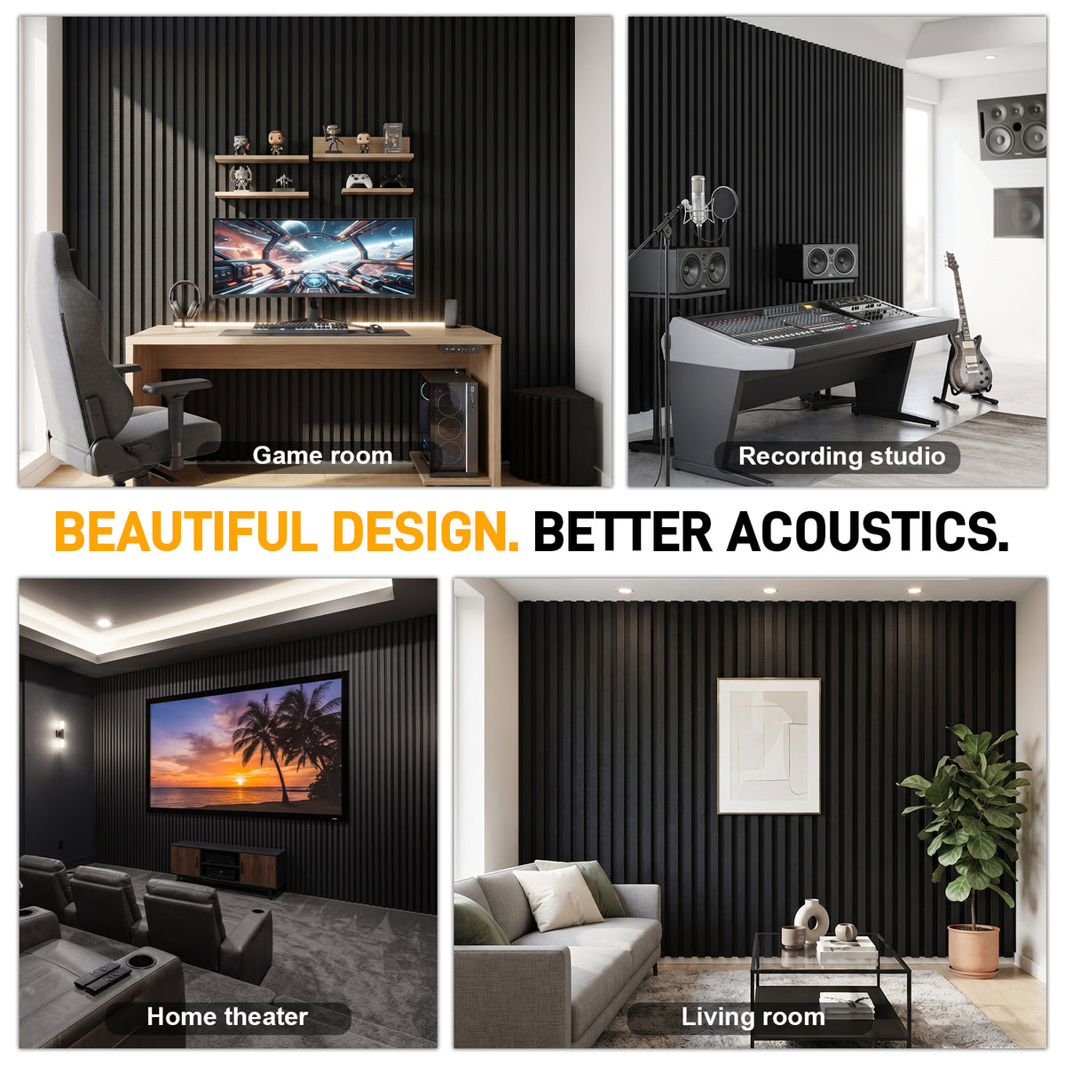 BaseNoir Dual-Layer 0.72" Thickened Acoustic Wall Panels