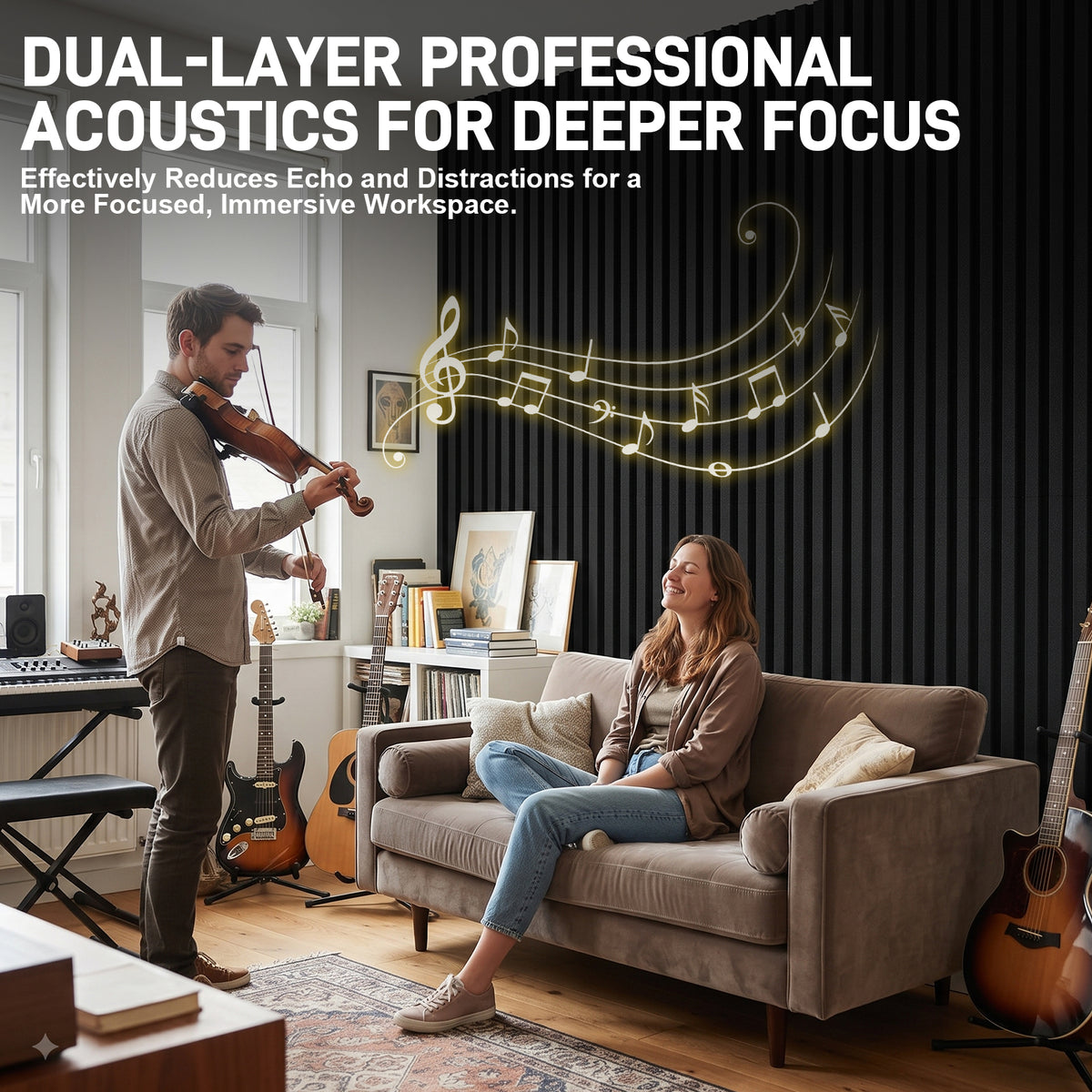 BaseNoir Dual-Layer 0.72" Thickened Acoustic Wall Panels