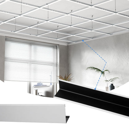 BaseNoir 6Ft Wall Molding Trim for Drop Ceiling Grid System, Black & White Options