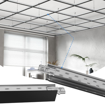 BaseNoir 2Ft Cross Tee Drop Ceiling Grid System, Black & White Options