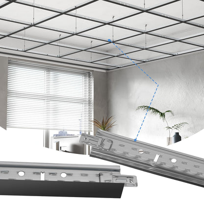 BaseNoir 6Ft Main Beam Cross Tee for Drop Ceiling Grid, Black & White Options