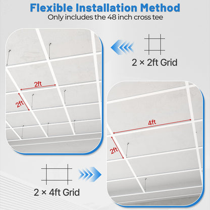 BaseNoir 2Ft Cross Tee Drop Ceiling Grid System, Black & White Options