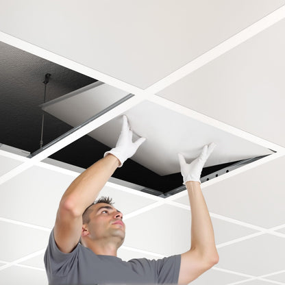 BaseNoir 2Ft Cross Tee Drop Ceiling Grid System, Black & White Options